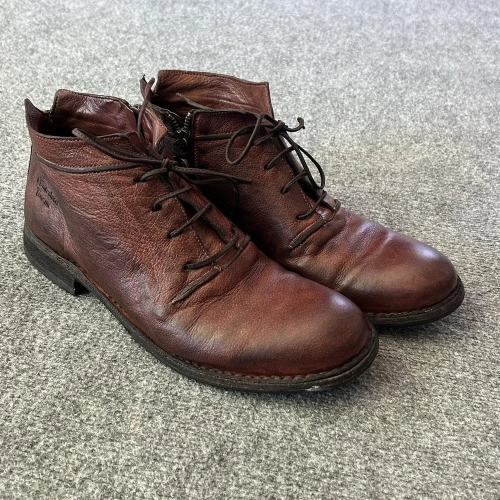 Maledetti Toscani Boots Mens Size 8 Brown Leather Ankle Chukka Side Zip Italy